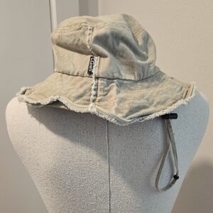 C.C Frayed Washed Denim Bucket Hat Tan